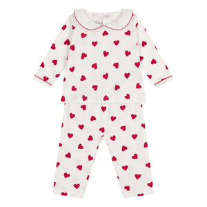 Petit Bateau - Yaka Kalpli Organik Pamuk Pijama | Beyaz