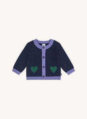 Petit Bateau - Midnight Blue Bebek Yün Kalp Hırka