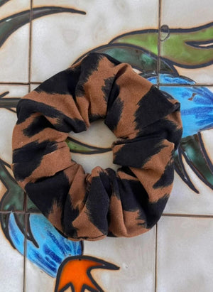 Paloma Collection - Leopar Desenli Kış Scrunchie | Kahverengi