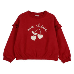Búho - Ma Chérie organik pamuk sweatshirt | Kiraz kırmızısı