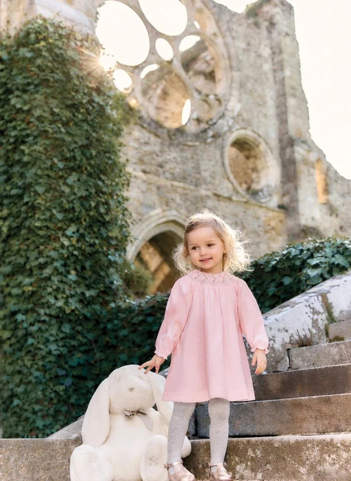 Tartine et Chocolat - Çiçek Nakışlı Büzgülü Elbise | Pembe