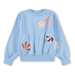 Molo - Organik Pamuklu Kabuk Desenli Sweatshirt | Açık Mavi
