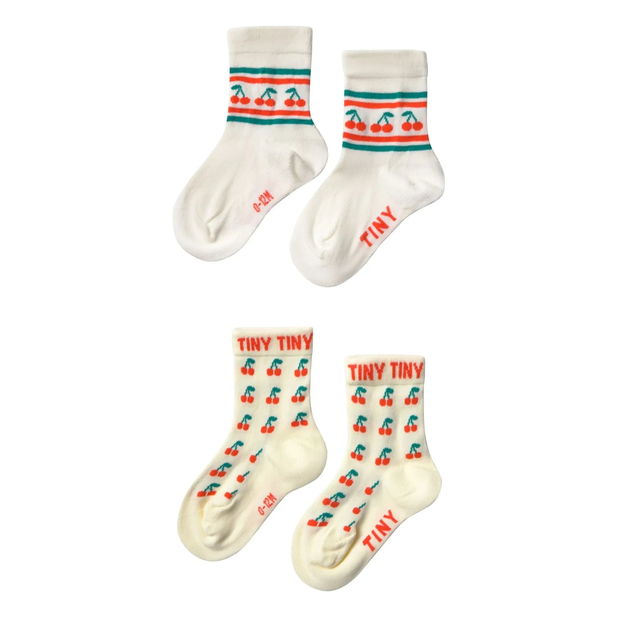 Tinycottons - 2 Çift Kiraz Çorap Seti | Soluk Sarı