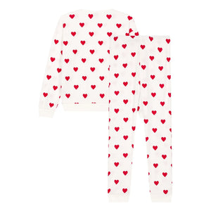 Petit Bateau - Kalp Pijama Seti - Kadın Koleksiyonu | Beyaz