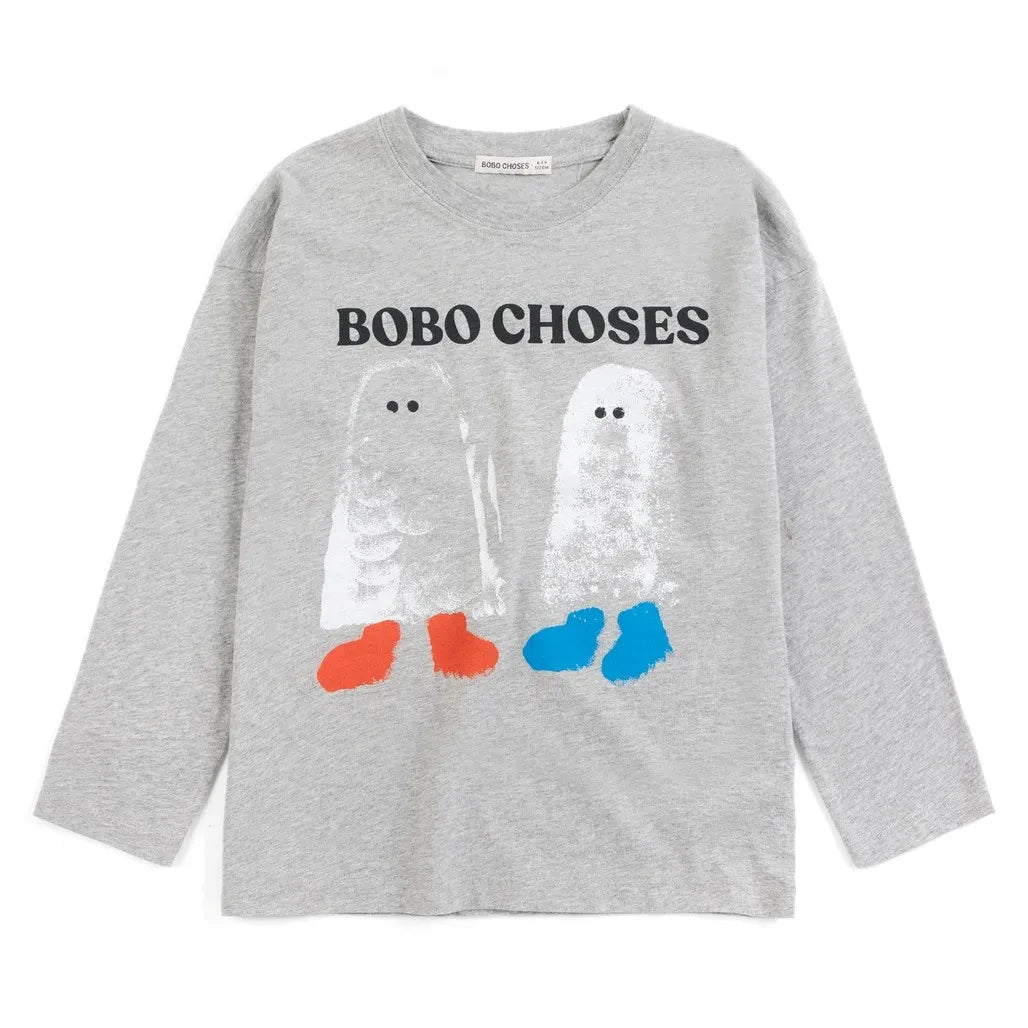 Bobo Choses - Bobo Choses Organik Pamuk Ghost Tişört | Gri Melanj