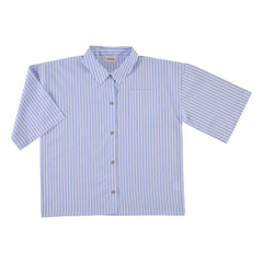 Poudre Organic - Caraway Çizgili Pamuk Poplin Gömlek | Mavi