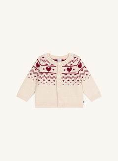 Petit Bateau - Bebek Yün Kalp Yelek | Ecru