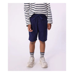 Petit Bateau - Uni Twill Organik Pamuk Bermuda Şort | Gece mavisi
