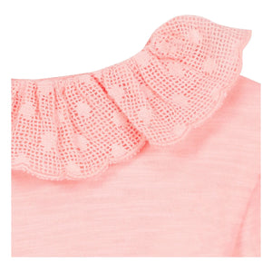 Bonton - Niris Bébé İşlemeli Yaka Tişört | Pudra pembe
