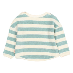 Búho - Çizgili organik pamuklu bebek sweatshirt | Yeşil su