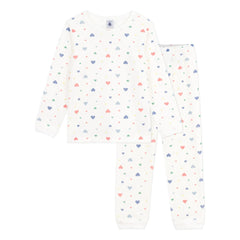 Petit Bateau - Kalpler Pijama Takımı Organik Pamuk | Beyaz