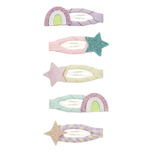 Mimi & Lula - Set of 5 Arc en Ciel and Etoile saç tokası | Leylak