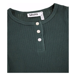Molo - Ruby Organik pamuklu 3 düğmeli T-shirt | Krom yeşili