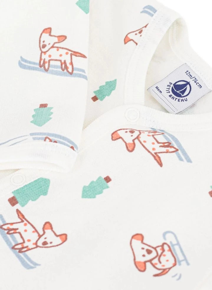 Petit Bateau - كيس نوم Dogs قطن عضوي | أبيض