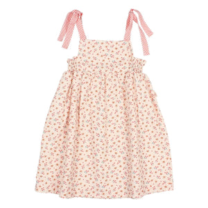 Búho - Seersucker çiçekli fiyonklu elbise | Şeftali