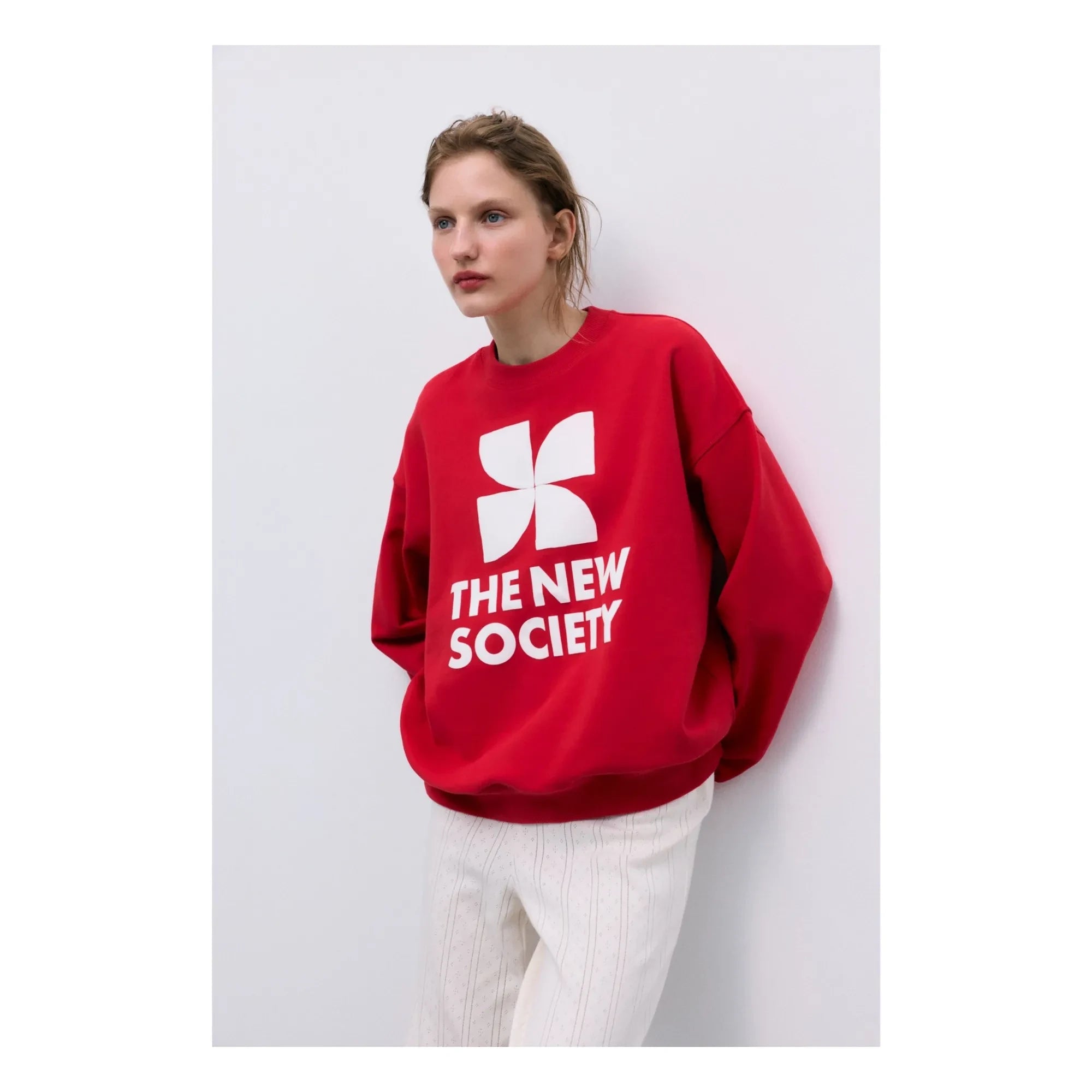 the new society - TNS Logo Pamuk Sweatshirt | Kırmızı