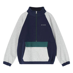 Cos I Said So - Renk bloklu organik pamuklu yarım fermuarlı sweatshirt | Gri