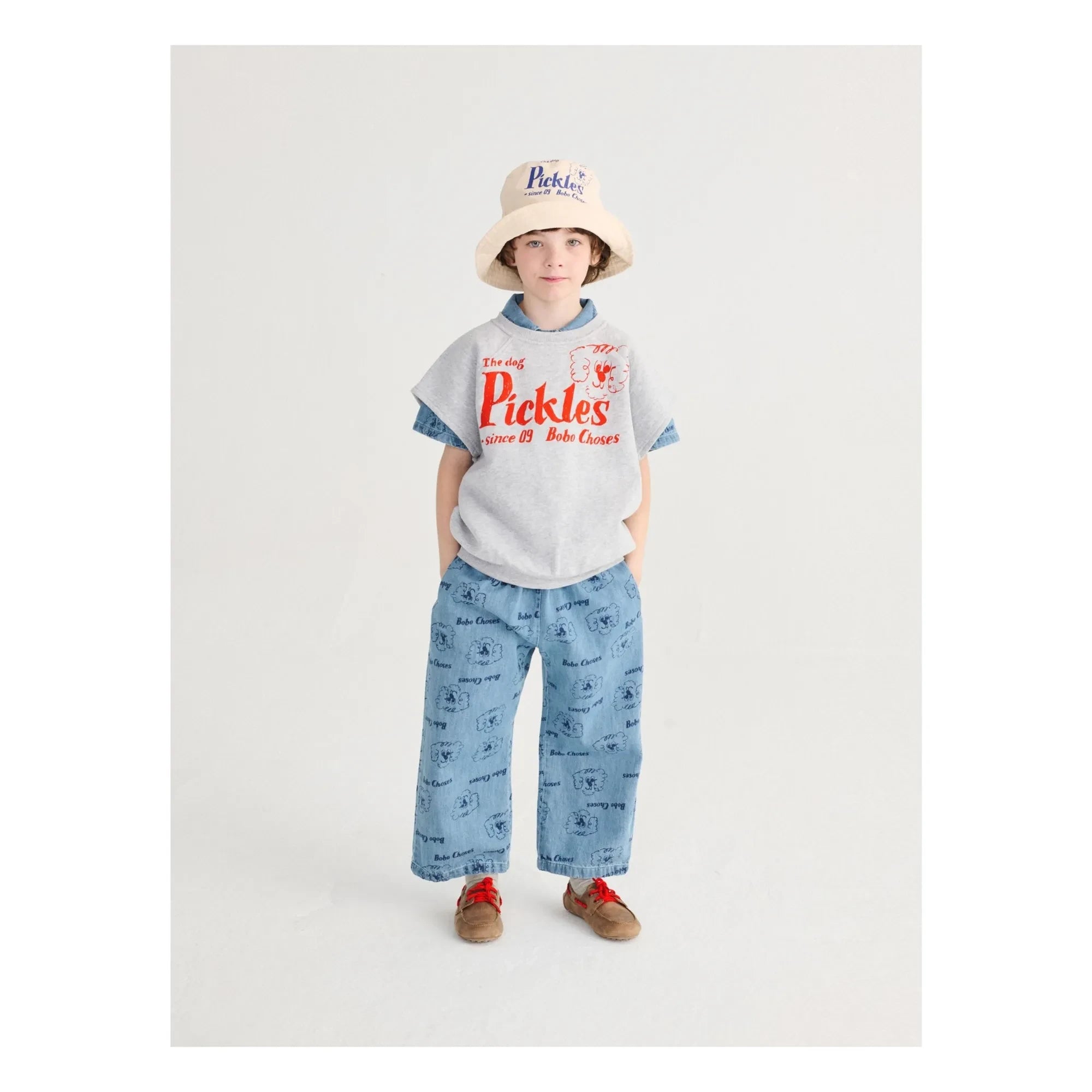 Bobo Choses - The Dog Pickles Organik Pamuklu Kolsuz Sweatshirt | Gri melanj