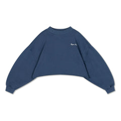 Repose AMS - Organik Pamuk Logolu Crop Sweatshirt | Koyu Mavi