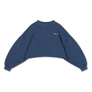 Repose AMS - Organik Pamuk Logolu Crop Sweatshirt | Koyu Mavi