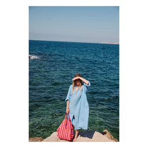 Rose in April - Elisa çizgili tote çanta | Pembe