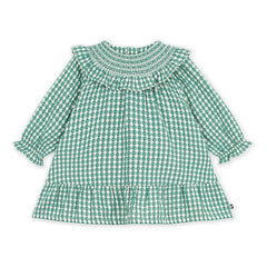 Petit Bateau - Yeşil kareli organik pamuk elbise