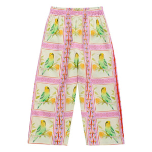Maison Mangostan - Birds Patchwork Pantolon | Pembe