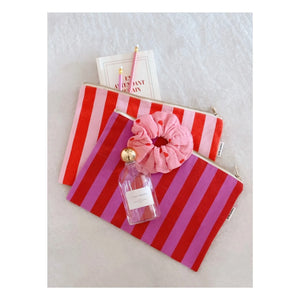 Rose in April - Lili çizgili clutch çanta | Pembe