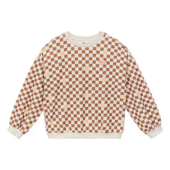 a.p - Organik Pamuk Damier Havlu Sweatshirt | Kahverengi