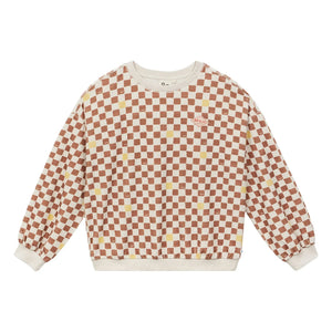 a.p - Organik Pamuk Damier Havlu Sweatshirt | Kahverengi
