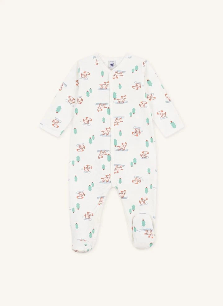 Petit Bateau - كيس نوم Dogs قطن عضوي | أبيض