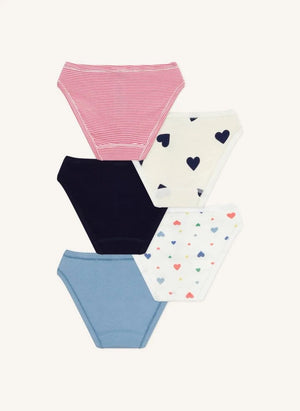 Petit Bateau - 5'li Organik Pamuk Kalp Külot Seti | Beyaz