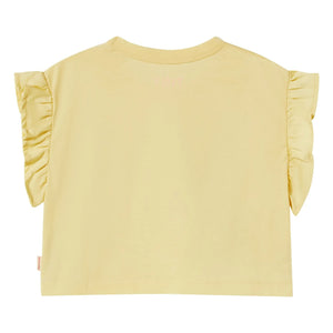 Tinycottons - Organik pamuklu pembe fırfırlı kısa T-shirt | Soluk sarı