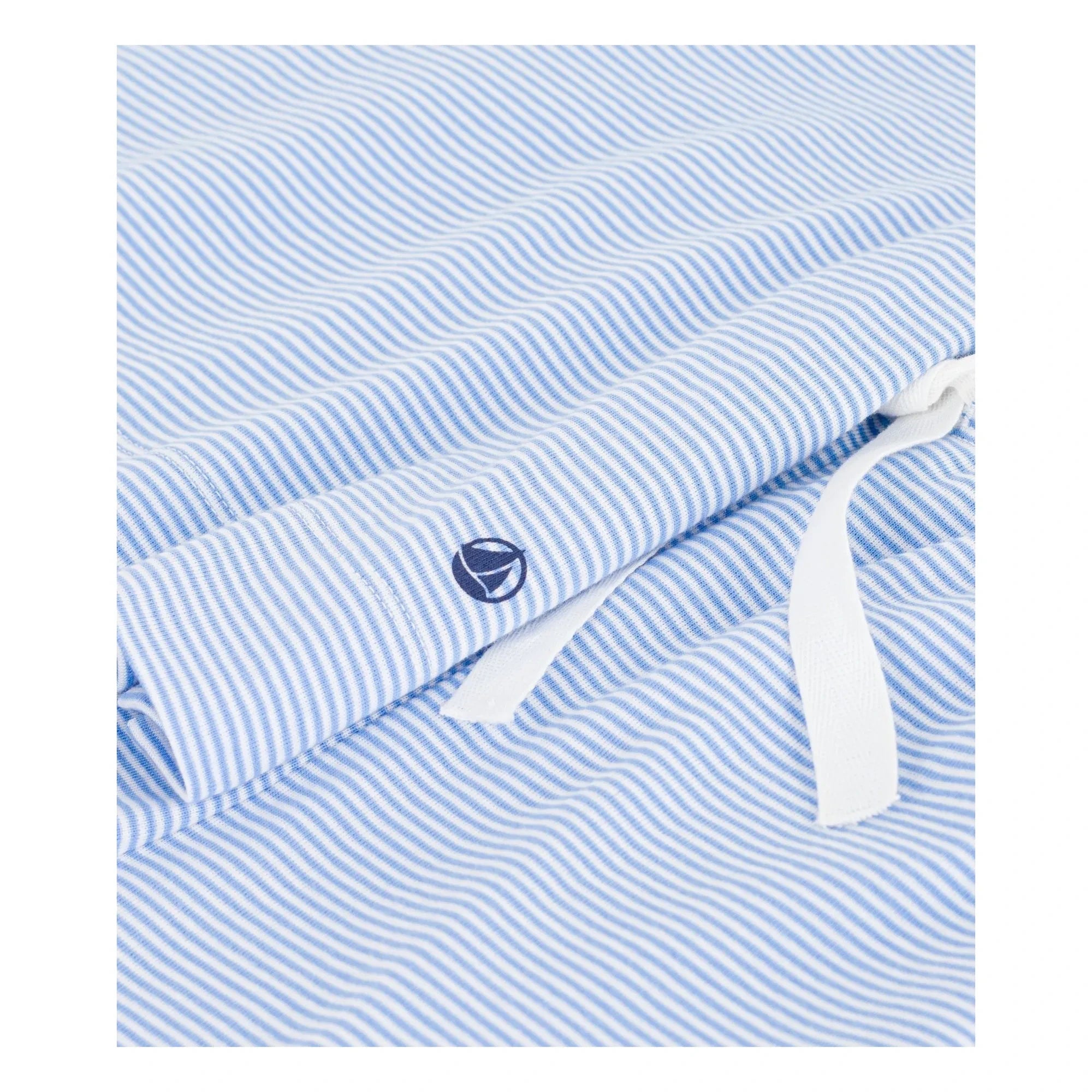 Petit Bateau - Organik pamuklu çizgili pijama şortu | Mavi
