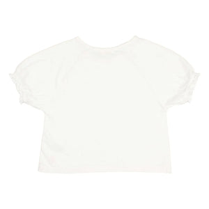 Búho - Organik pamuk dantelli T-shirt | Beyaz