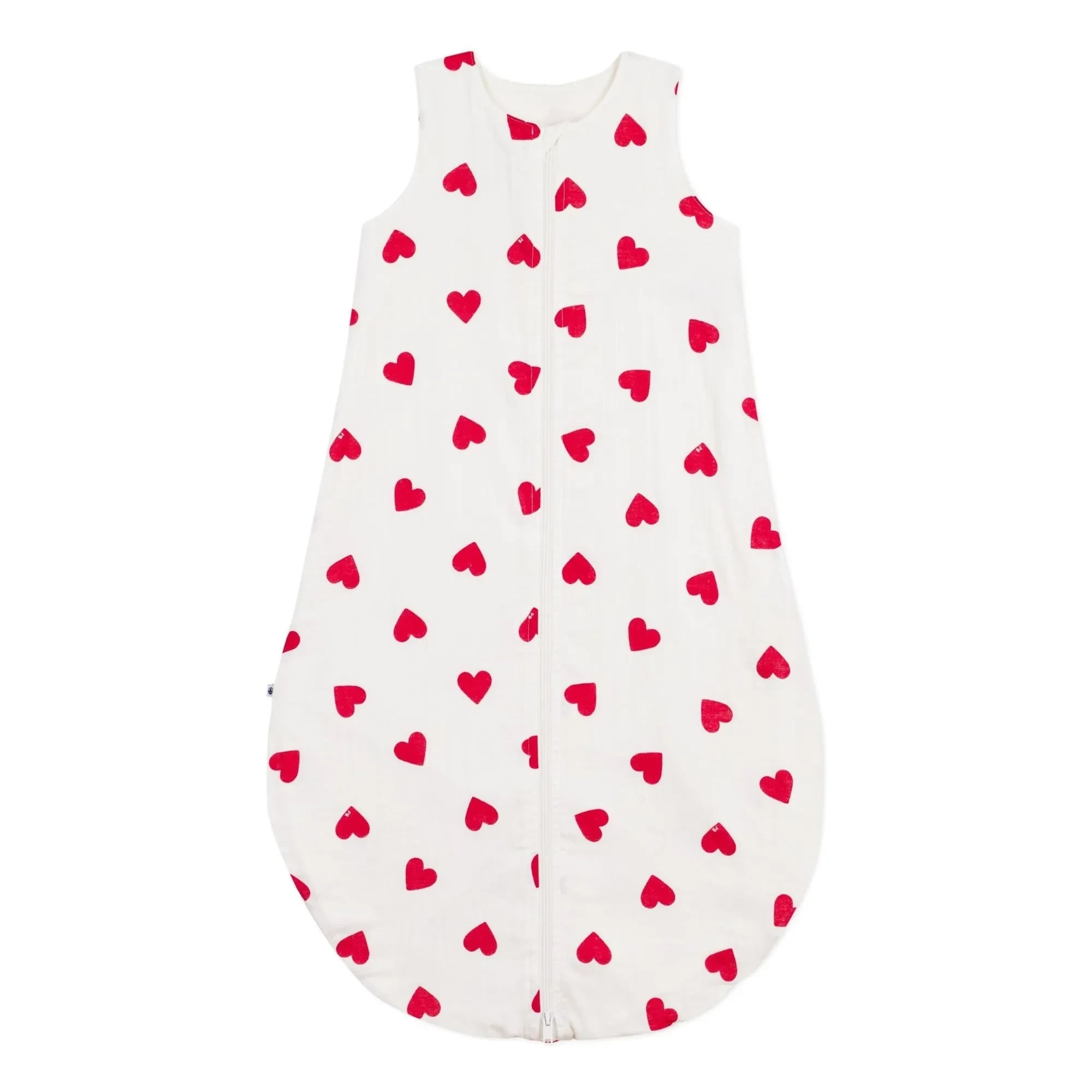 Petit Bateau - Pamuklu gazlı uyku tulumu kalpler | Beyaz