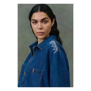 Louise Misha - Ylayana Denim gömlek - Kadın koleksiyonu | Mavi