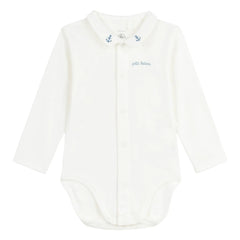 Petit Bateau - Organik Pamuk İşlemeli Yaka Body | Mavi