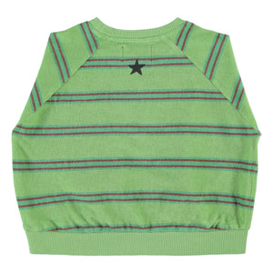 Piupiuchick - Çizgili Organik Pamuklu Sweatshirt | Yeşil