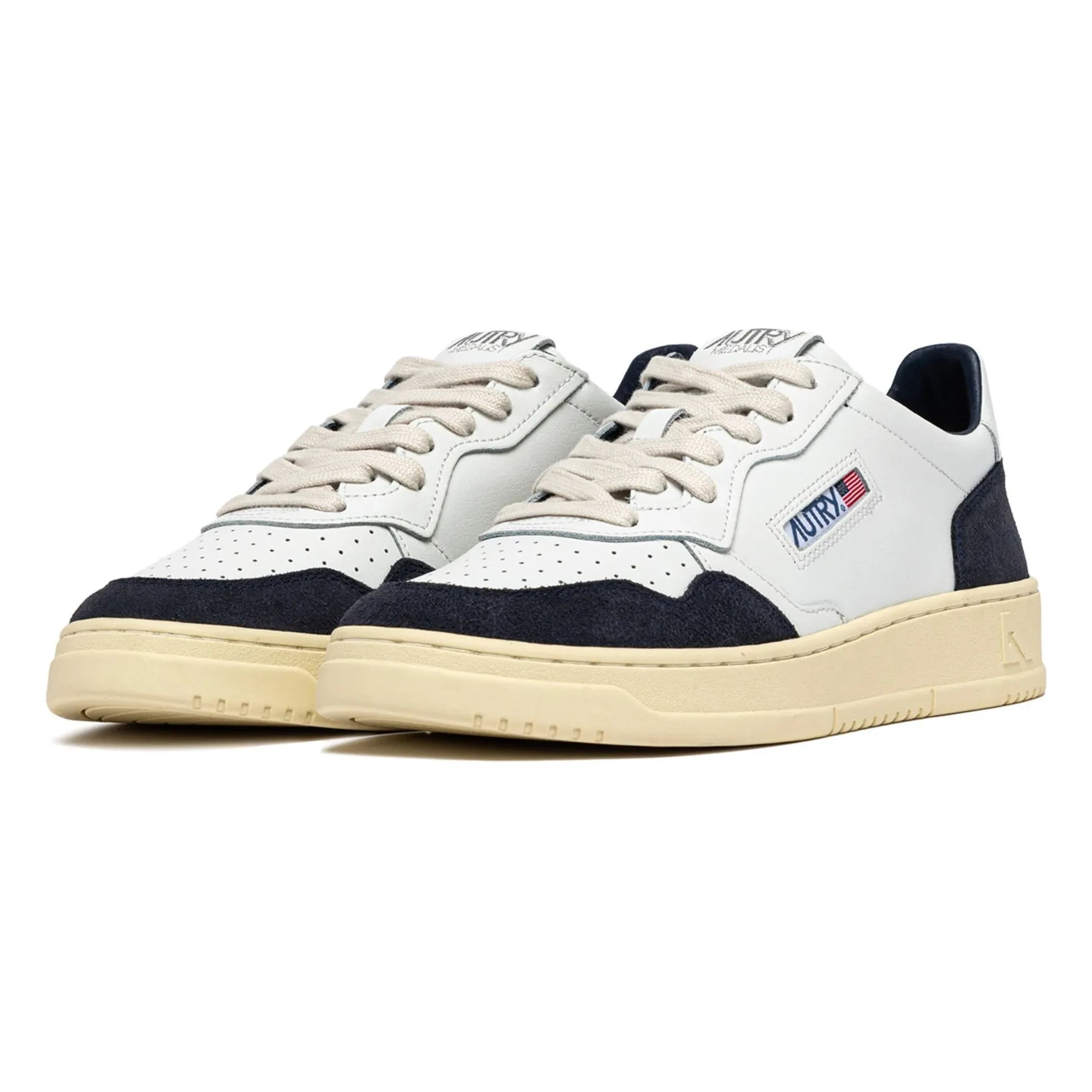 Autry - Medalist Düşük Deri ve Süet Sneakers | Petrol Mavisi