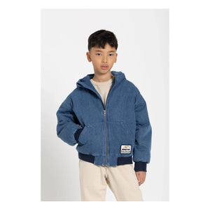 Hundred Pieces - Denim Mat Kapüşonlu Ceket | Denim mavi