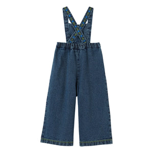 Emile et Ida - Nakışlı Denim Salopet | Koyu Mavi