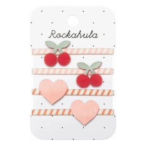 Rockahula Kids - 4’lü Çizgili Scrunchie Seti | Pudra pembesi