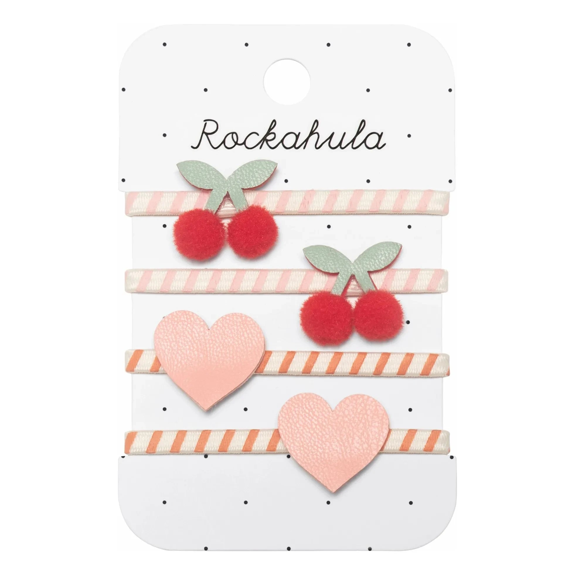 Rockahula Kids - 4’lü Çizgili Scrunchie Seti | Pudra pembesi