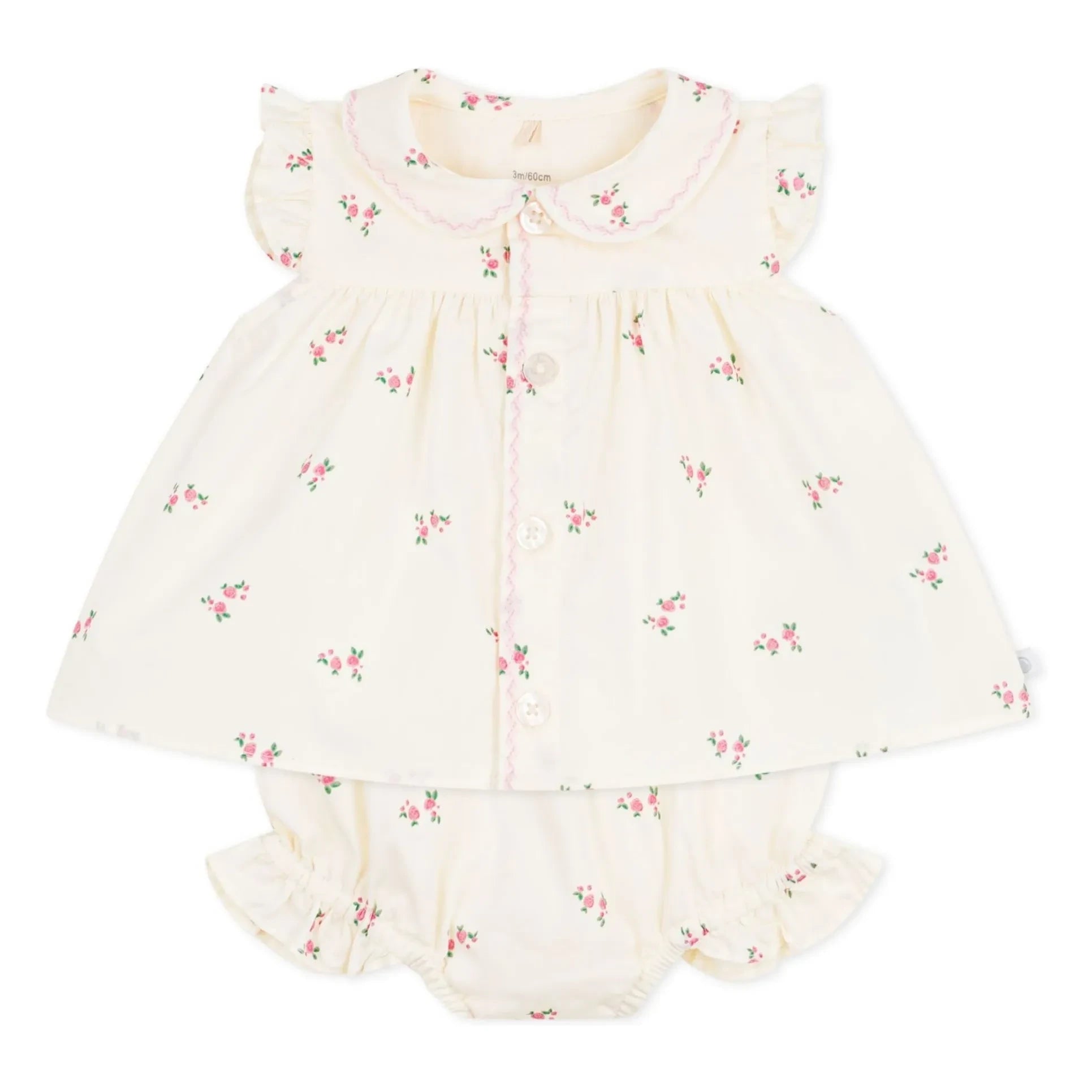 Petit Bateau - Organik pamuk poplin bluz ve bloomer seti | Ekru