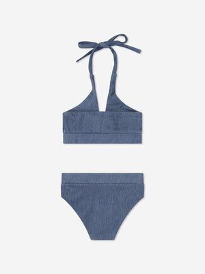 AY by AYLA Girls Denim Look Halterneck Bikini in Navy