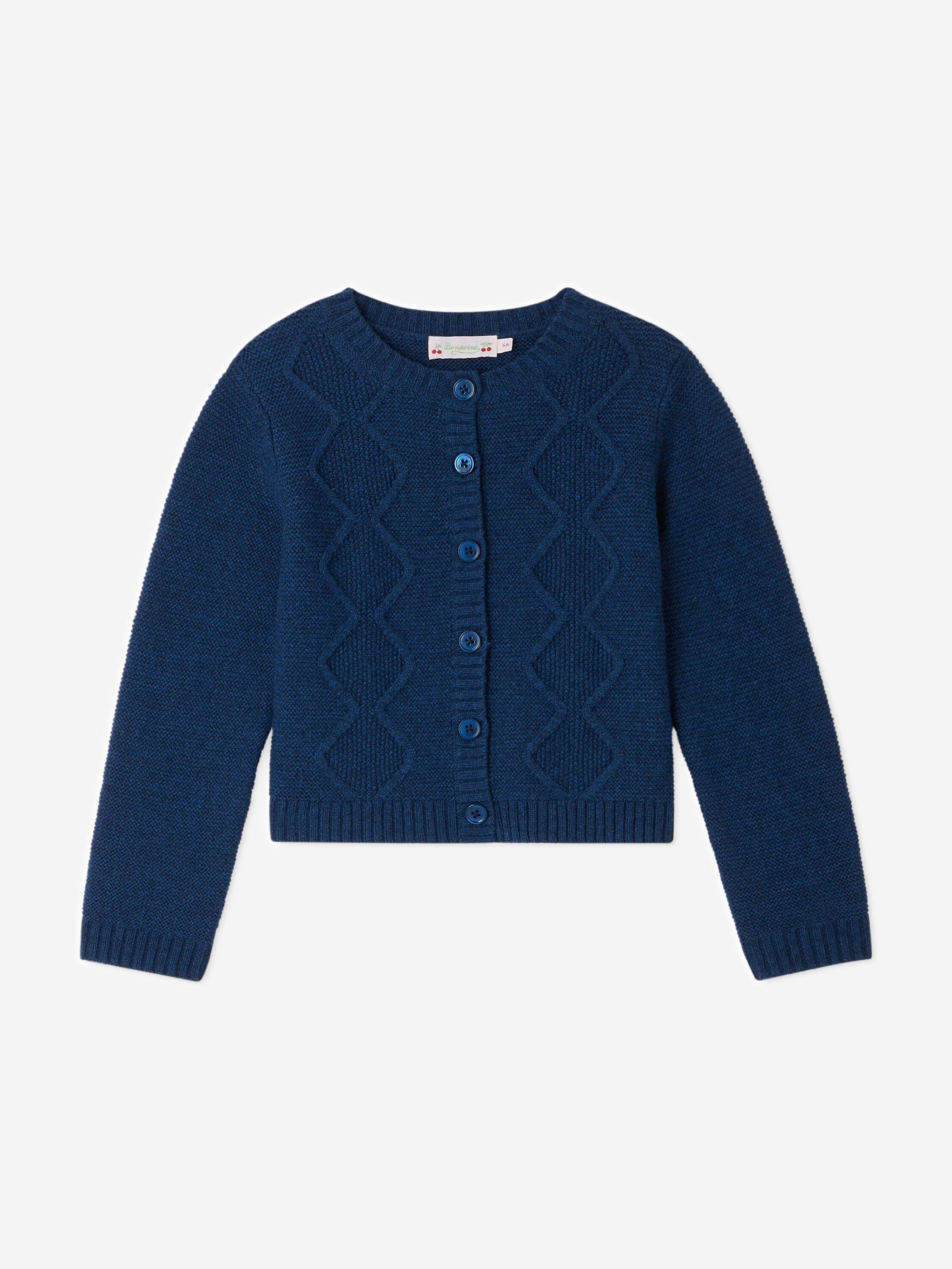 Bonpoint Girls Toscane Cardigan in Navy