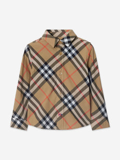 Burberry Baby Boys Owen Long Sleeve Check Shirt in Beige