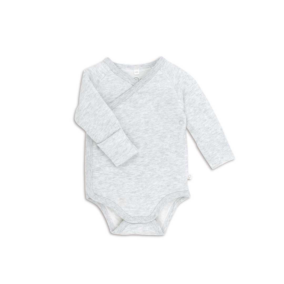 MORI Long Sleeve Kimono Bodysuit - Grey-Bodysuits-NB-Grey | Natural Baby Shower