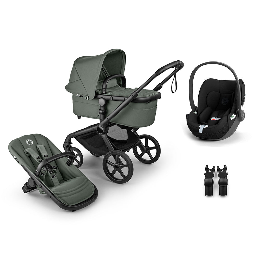Bugaboo Fox 5 Renew + Cloud T Travel System-Travel Systems-Forest Green-No Base | Natural Baby Shower